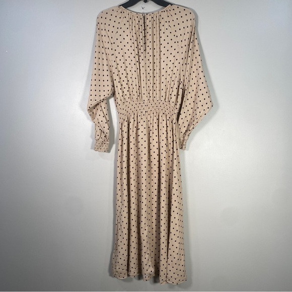 H&M Beige Black Polka Dot Vintage Look Midi Dress - Picture 7 of 7